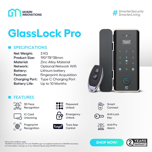 GLASSLOCK PRO - GLASS DOOR LOCK