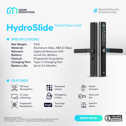 HYDROSLIDE - SLIDING DOOR LOCK