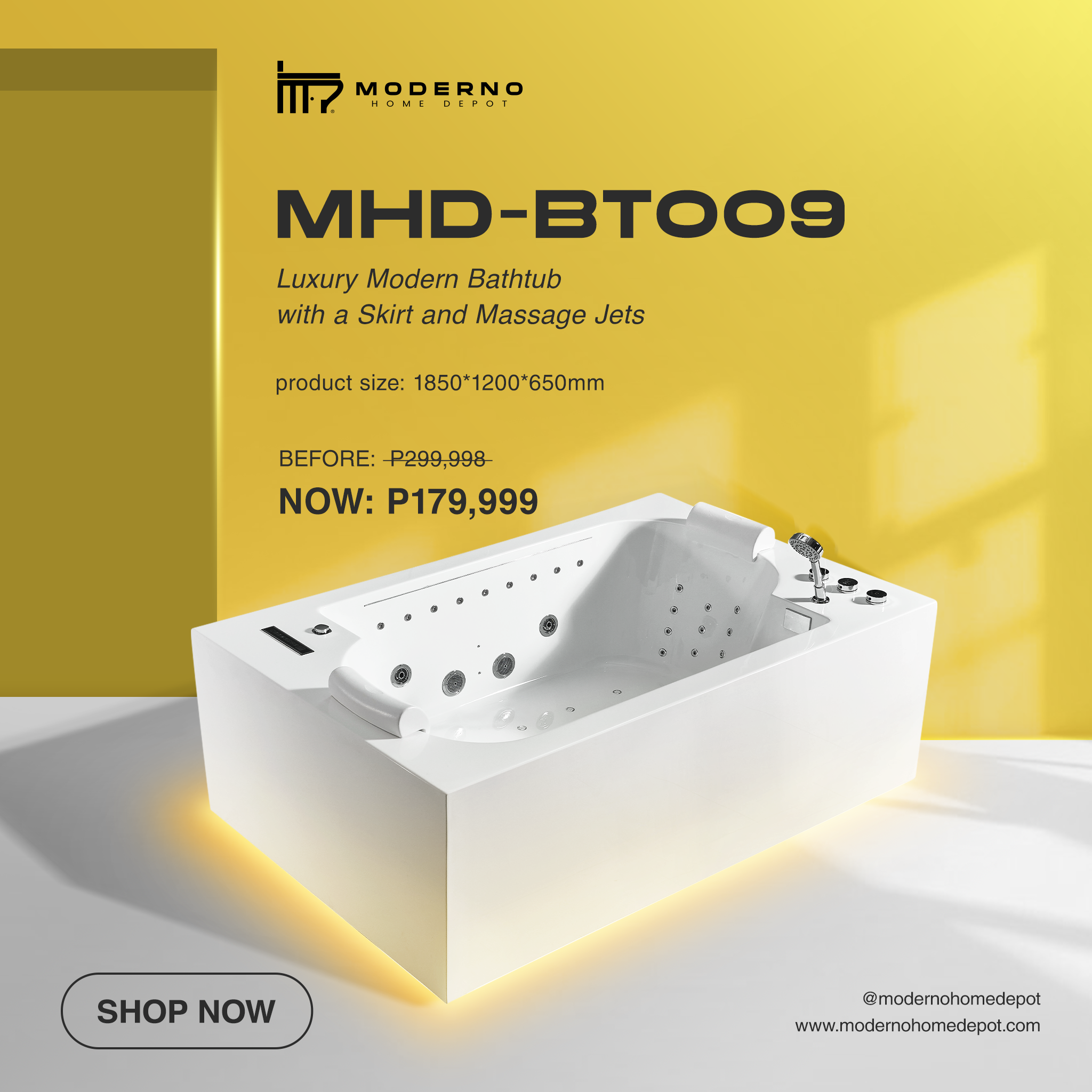 MHD-BT009 (Luxury Modern Bathtub) – Moderno Home Depot