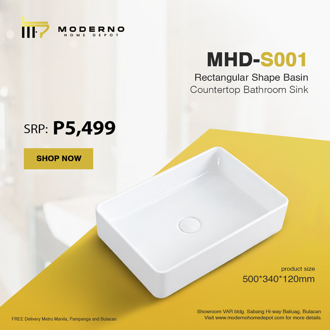 MHD-S001 (Modern Bathroom Sink - White/Black)
