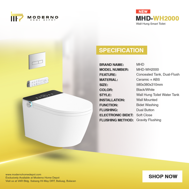 MHD WH2000 Series (Wall Hung Smart Toilet)